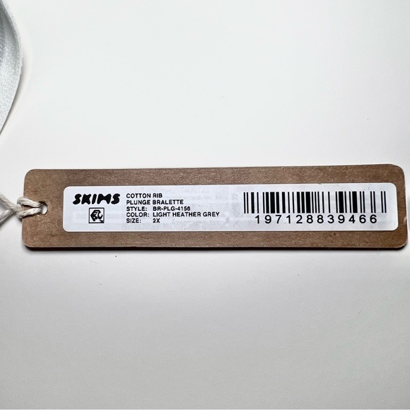 SKIMS Cotton Rib Plunge Bralette in Light Heather Grey - Picture 5 of 7